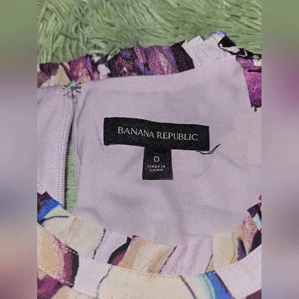 Banana Republic Floral Lilac Sleeveless Dress Size 0 - Picture 9 of 10